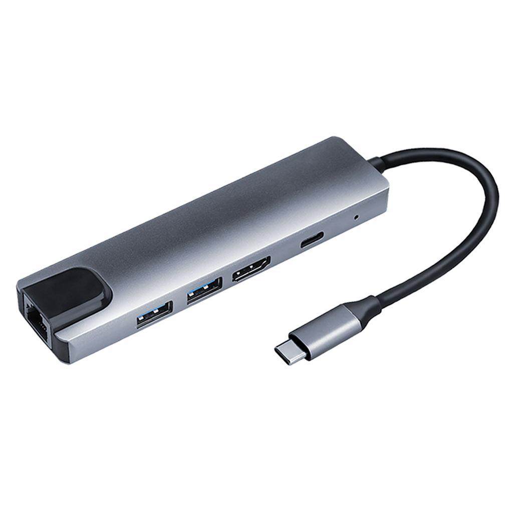 USB-C Type-C HUB to 2x USB 3.0 65W PD Charging Port Ethernet Rj45 Adapter