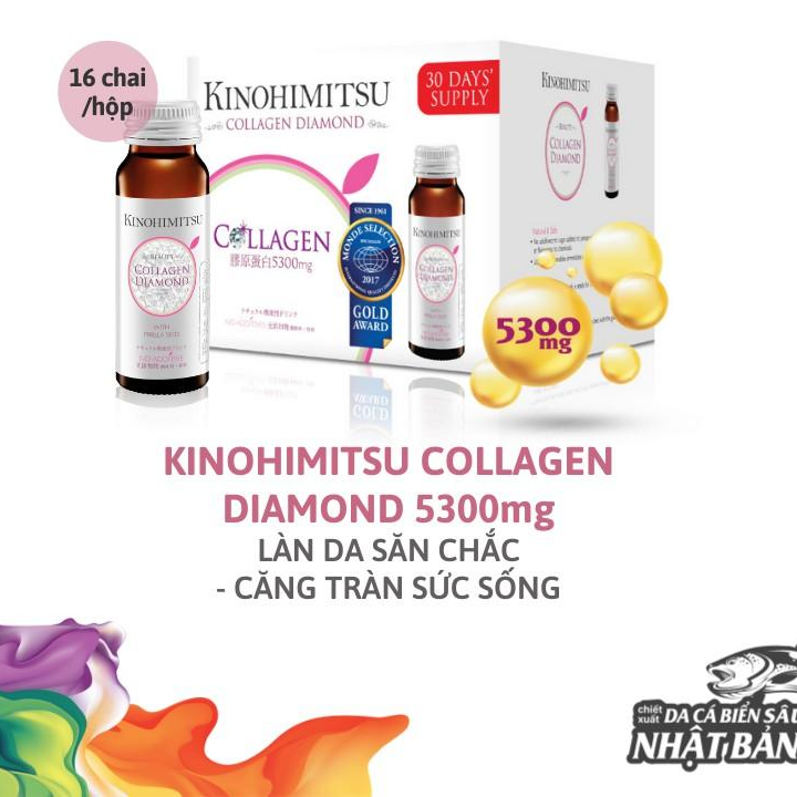 Nước Uống Đẹp Da Bổ Sung Collagen Kinohimitsu Diamond 5300 Hộp 16 chai