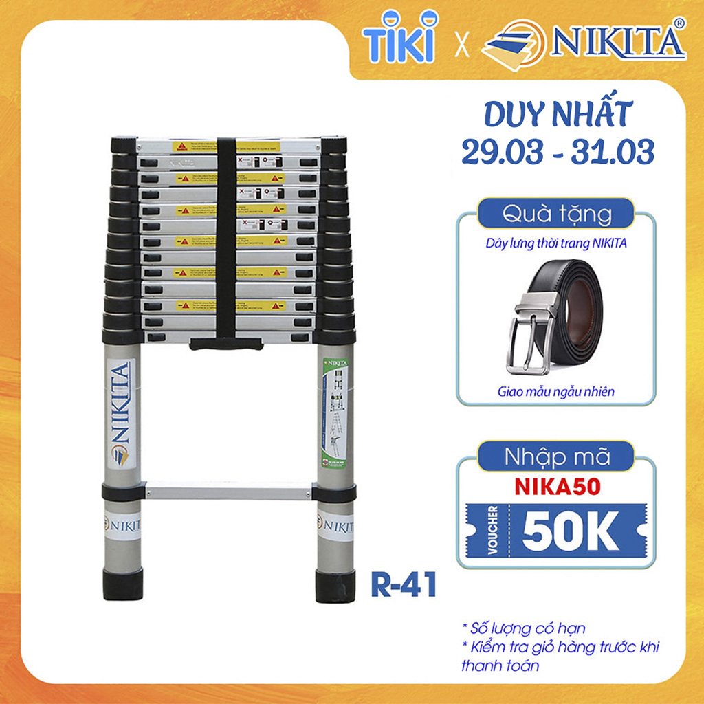 Thang Nhôm Rút Đơn Nikita NKT-R41 - Công Nghệ Nhật Bản - Tiêu Chuẩn Châu Âu - Hàng Chính Hãng