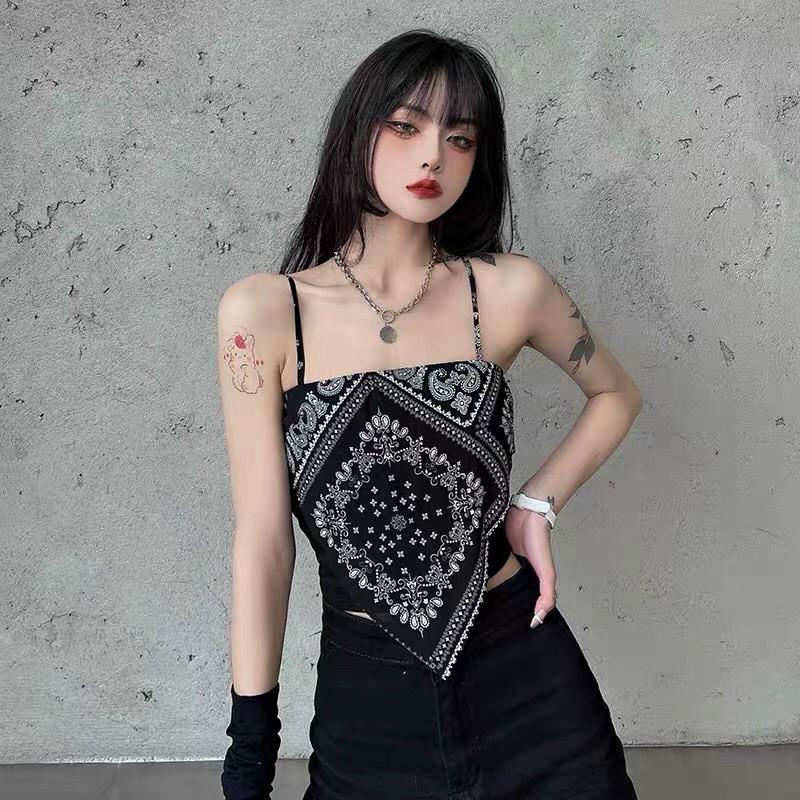 Áo 2 dây croptop nữ Sexy Bandana Hở Lưng Họa Tiết thổ cẩm chất bo tăm siêu đẹp, có giãn tốt