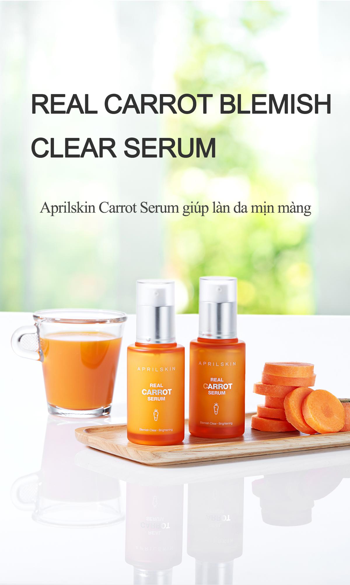 Tinh Chất Giảm Mụn Phục Hồi Sáng Da Sau Mụn Chiết Xuất Cà Rốt April Skin Real Carrot Serum 45g + Tặng Kèm 1 Băng Đô Tai Mèo Xinh Xắn ( Màu Ngẫu Nhiên)