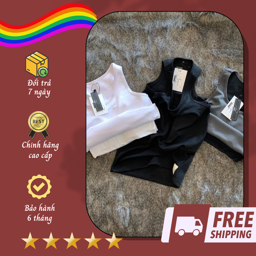 Áo Ba Lỗ Lót Nịt Ngực Tomboy Cài Hông Dáng Dài Thun Trơn Cotton Trắng Đen Nam Tròng Cổ Thể Thao Gym Bigsize Form Suông Nguyễn Nguyên