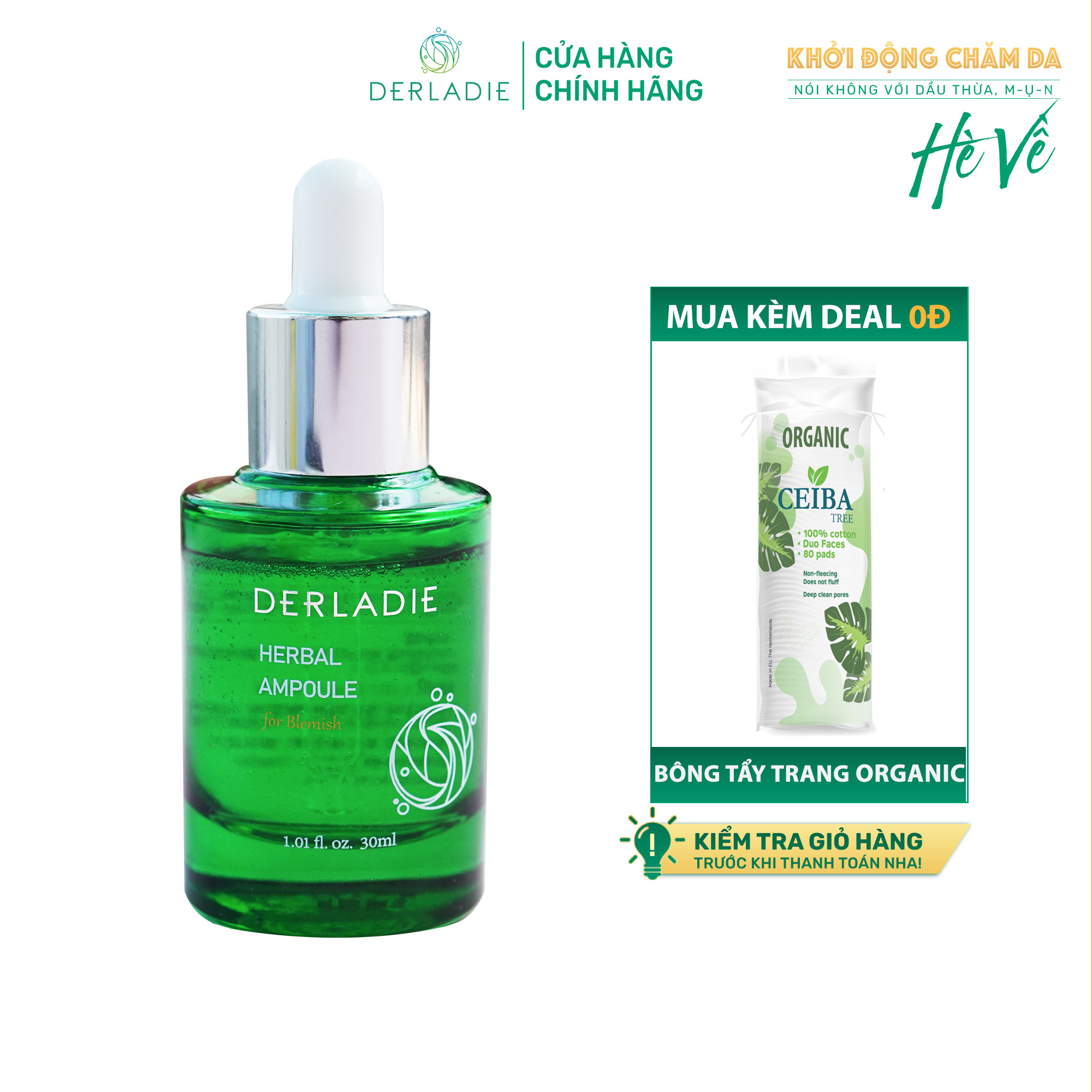 Siêu Tinh Chất Tràm Trà Giảm Mụn Sau 14 Ngày Derladie Herbal Ampoule For Blemish 30ml