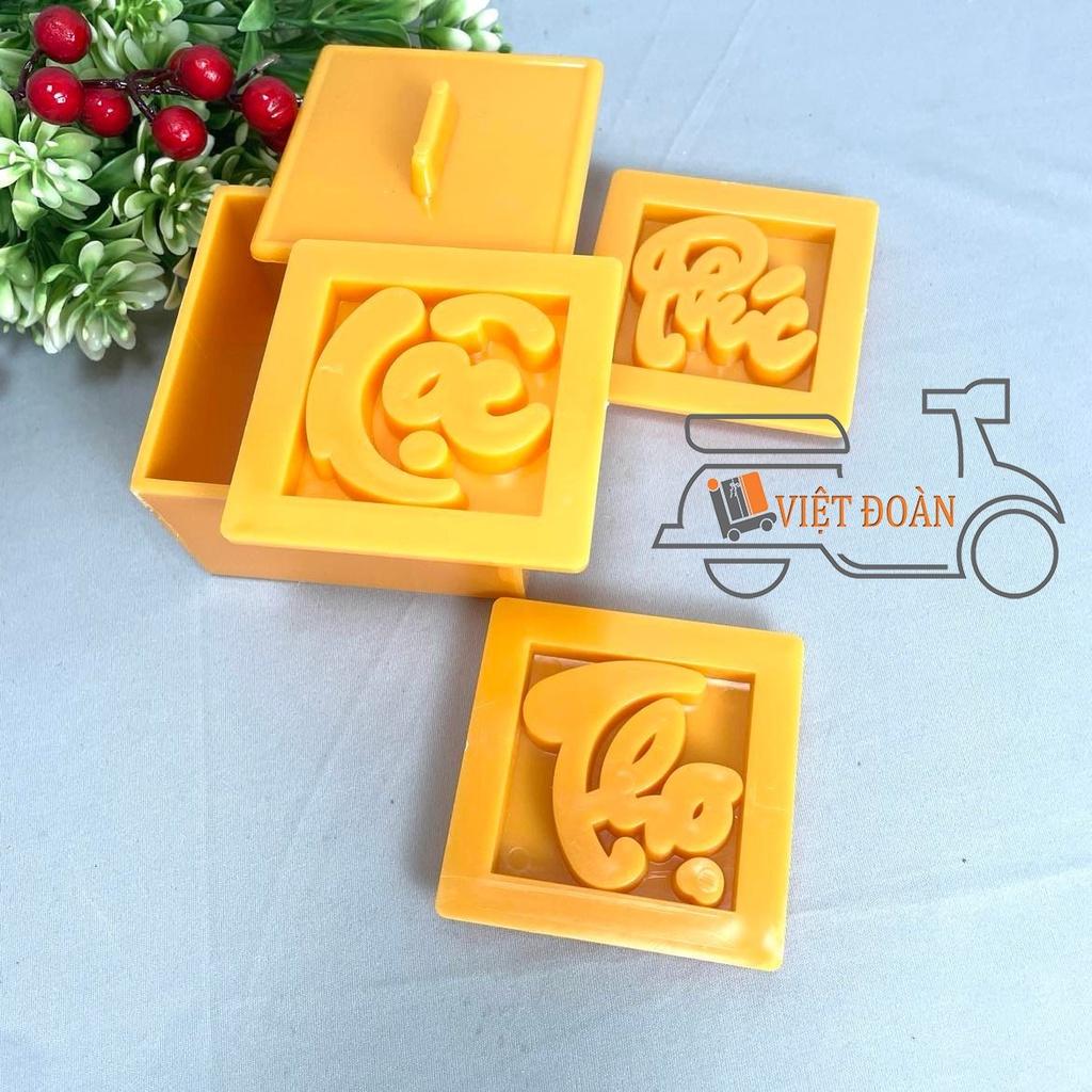Khuôn VUÔNG NHẤN XÔI- Bộ 3 hình PHÚC LỘC THỌ 8cm - NHỰA VIỆT NAM, AN TOÀN CHO SỨC KHOẺ. Phục vụ mừng thọ, đám tiệc