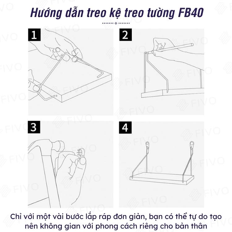 Kệ Gỗ Treo Tường Trang Trí Gỗ MDF FIVO FB40 Dễ Dàng Gắn Tường Không Cần Khoan - Hàng Chính Hãng - Màu Xanh 40cm