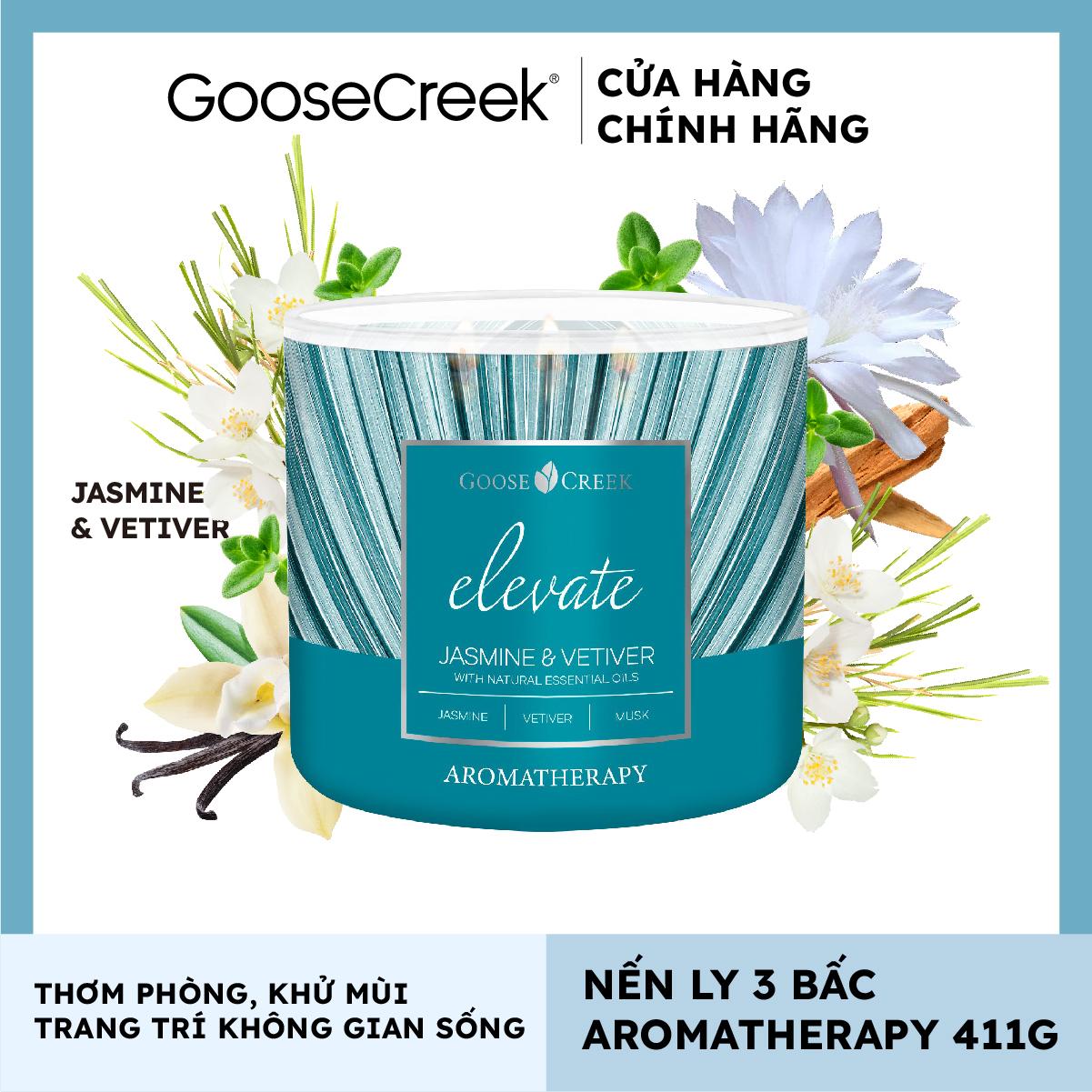 Nến ly 3 bấc Aromatherapy Goose Creek (411g) - Jasmine &amp; Vetiver