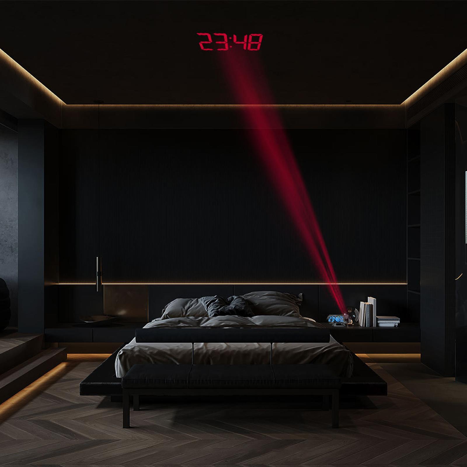 LED Digital Projection Alarm Time Clock Snooze Bedside