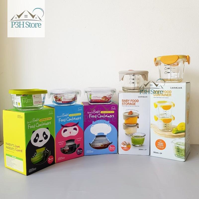 Hộp thủy tinh Lock&amp;Lock Baby Food Container dùng đựng thức ăn cho bé LLG820S3 LLG414S3 LLG508S3 LLG812 LLG510S3 LLG161S3