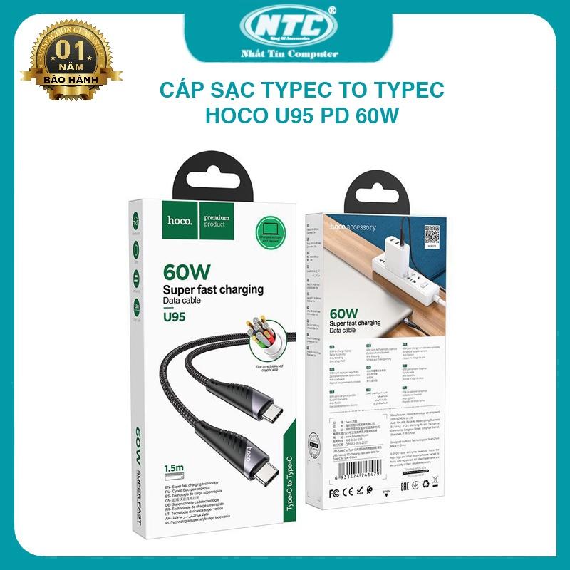 Cáp sạc nhanh dành cho Hoco U95 TypeC to TypeC 60W đài 1.5m - hỗ trợ truyền dữ liệu data (Nhiều màu) - Hàng Chính Hãng