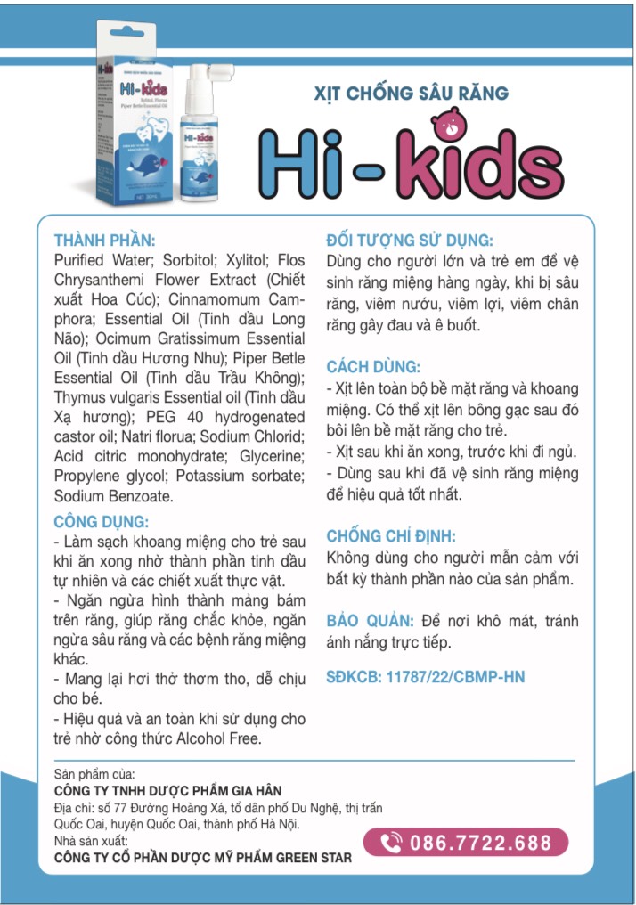 Dung dịch ngừa sâu răng Hi Kids Greenstar
