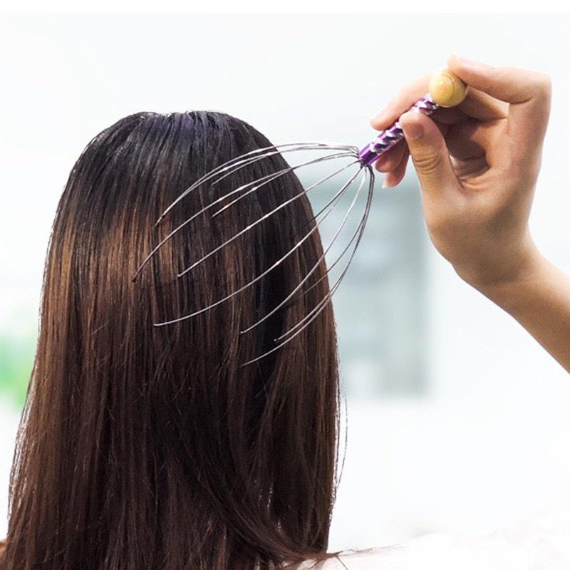 Dụng cụ massage đầu và cổ bạch tuộc 12 nhánh châm cứu thông minh, cây gãi đầu giảm ngứa, lưu thông khí huyết
