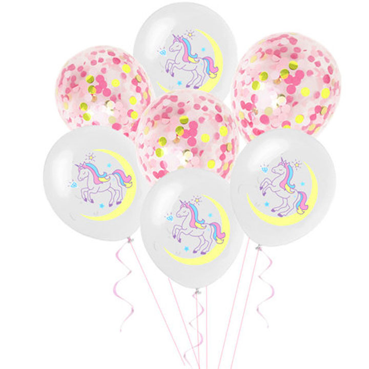 Set 10 bong bóng unicorn 12 inch trang trí tiệc đáng yêu cho bé cưng – PA001