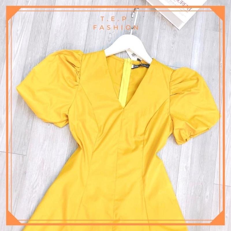 Đầm Vàng Cổ V Tay Bồng Sang Chảnh Tep Fashion - VA006