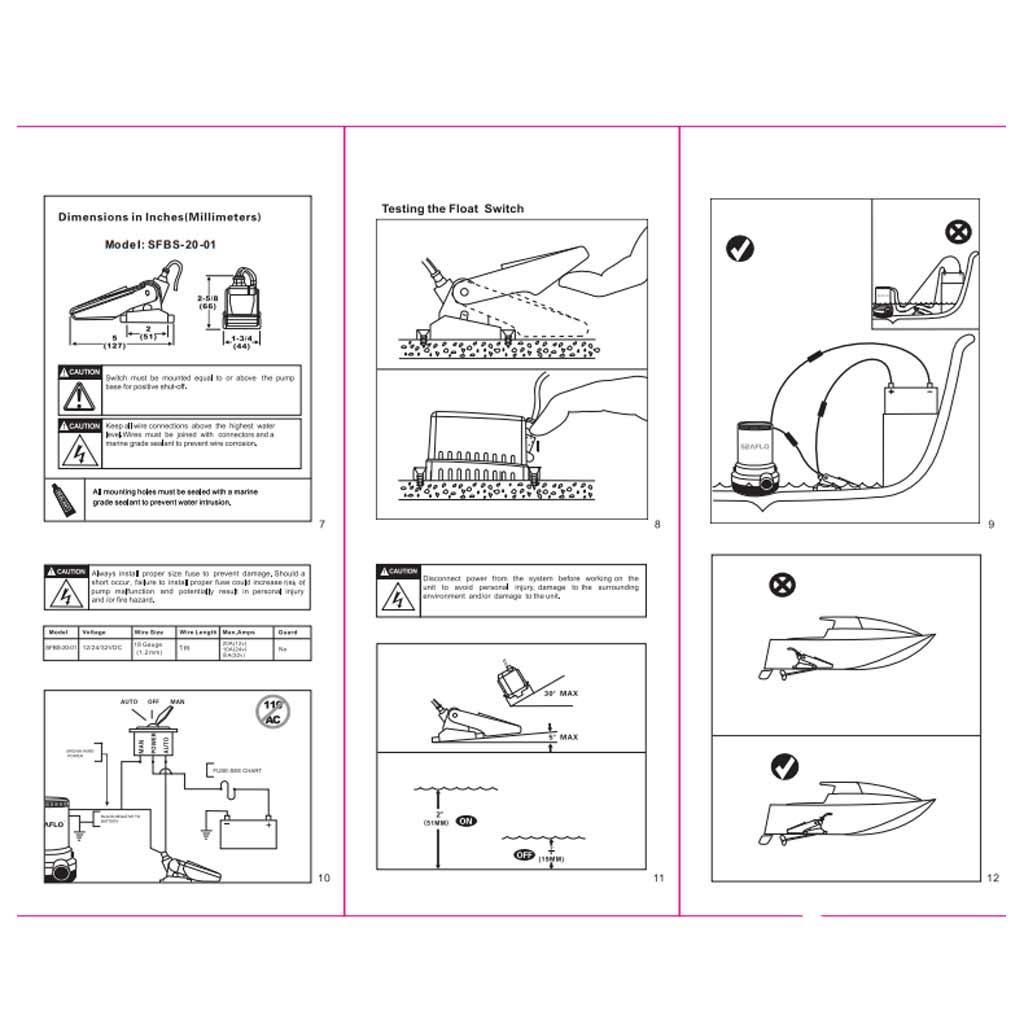 2x for Bilge Pump Float Switch 20 Amp 12-32V Automatic Electric Float Switch