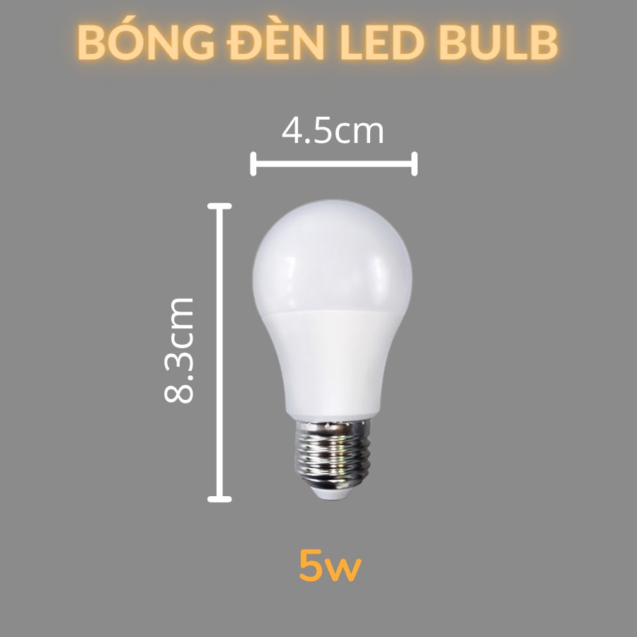 Combo Bóng Đèn Led Bulb HUTA 5w Đuôi E27, Tiết Kiệm Điện, Chống Nước, Ánh Sáng Trắng/Vàng, Trang Trí Quán Cà Phê, Nhà Hàng