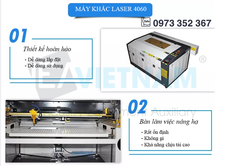 Máy khắc laser CO2 4060 60W / Máy cắt laser 4060 60W / Máy cắt mica / Máy cắt gỗ