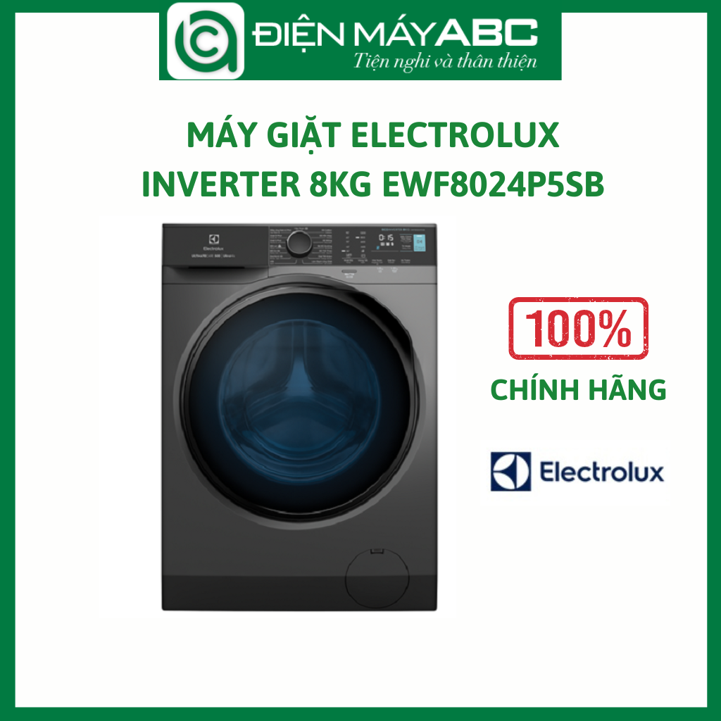 Máy giặt Electrolux Inverter 8kg EWF8024P5SB - Chỉ giao Hà Nội