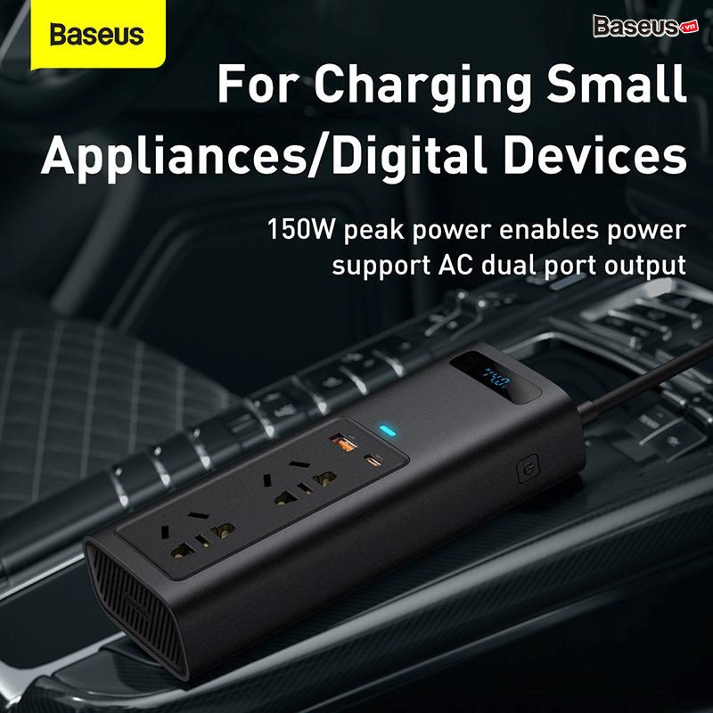 Bộ tẩu sạc tích hợp biến áp DC to AC 220V Baseus In-car Inverter 150W - hàng chính hãng