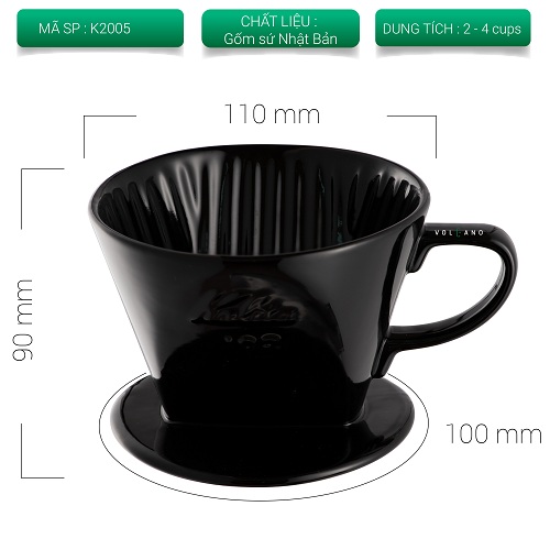 Phểu drip hình quạy 3 lổ Kalita 102 101 chính hãng