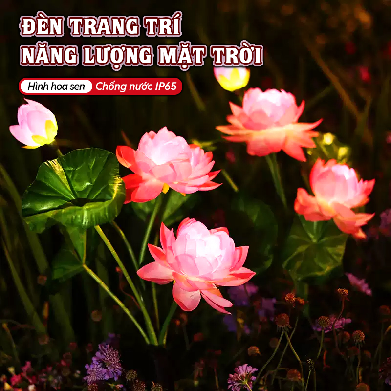 Đèn trang trí năng lượng mặt trời hoa sen, tích kiệm điện, bóng siêu sáng, chống thấm nước - DA3150