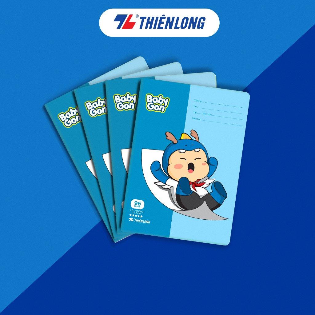 [TẶNG 02 CUỐN] Combo 10 Tập học sinh 96 trang 4 ô ly vuông 2mm 100gsm NB-124 Thiên Long - Mẫu ngẫu nhiên
