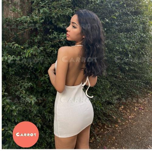 Đầm body sexy hở lưng hở eo váy ôm cổ yếm hở vai cột dây quyến rũ sang chảnh màu đen thun gân carrotxinhdep