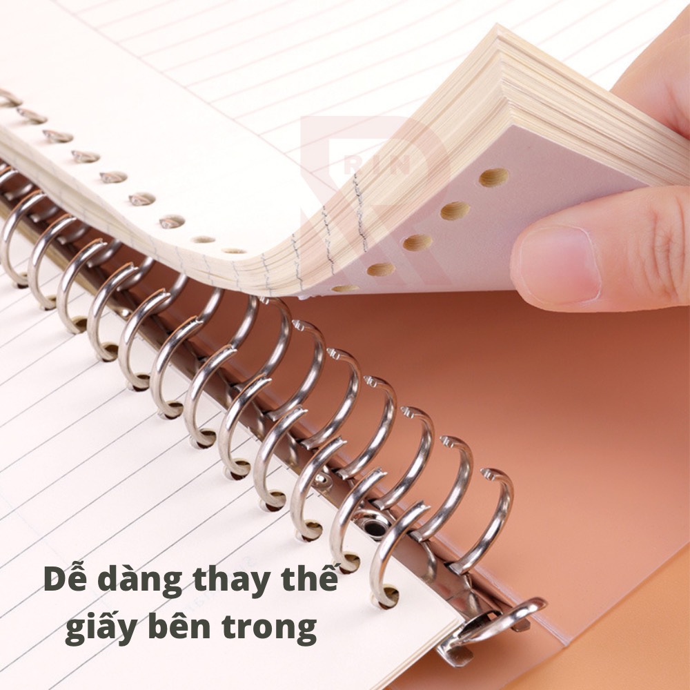 Bìa sổ tay bìa nhựa / Bìa gáy còng có thể thay lõi, ruột sổ nhiều size A5-B5-A4