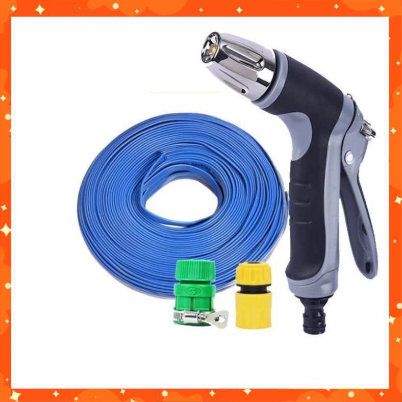 Bộ dây vòi xịt nước rửa xe, tưới cây,tăng áp 3 lần cút nhựa nối nhựa vàng loại 7-10m 206817