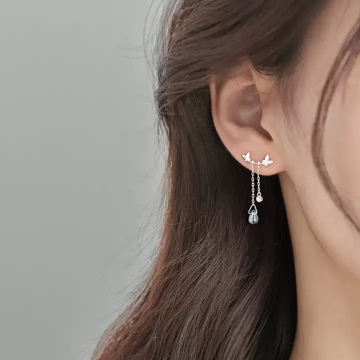 Khuyên Tai Bạc Nữ Đính Hồ Điệp Duyên Dáng B2607 - Bảo Ngọc Jewlery