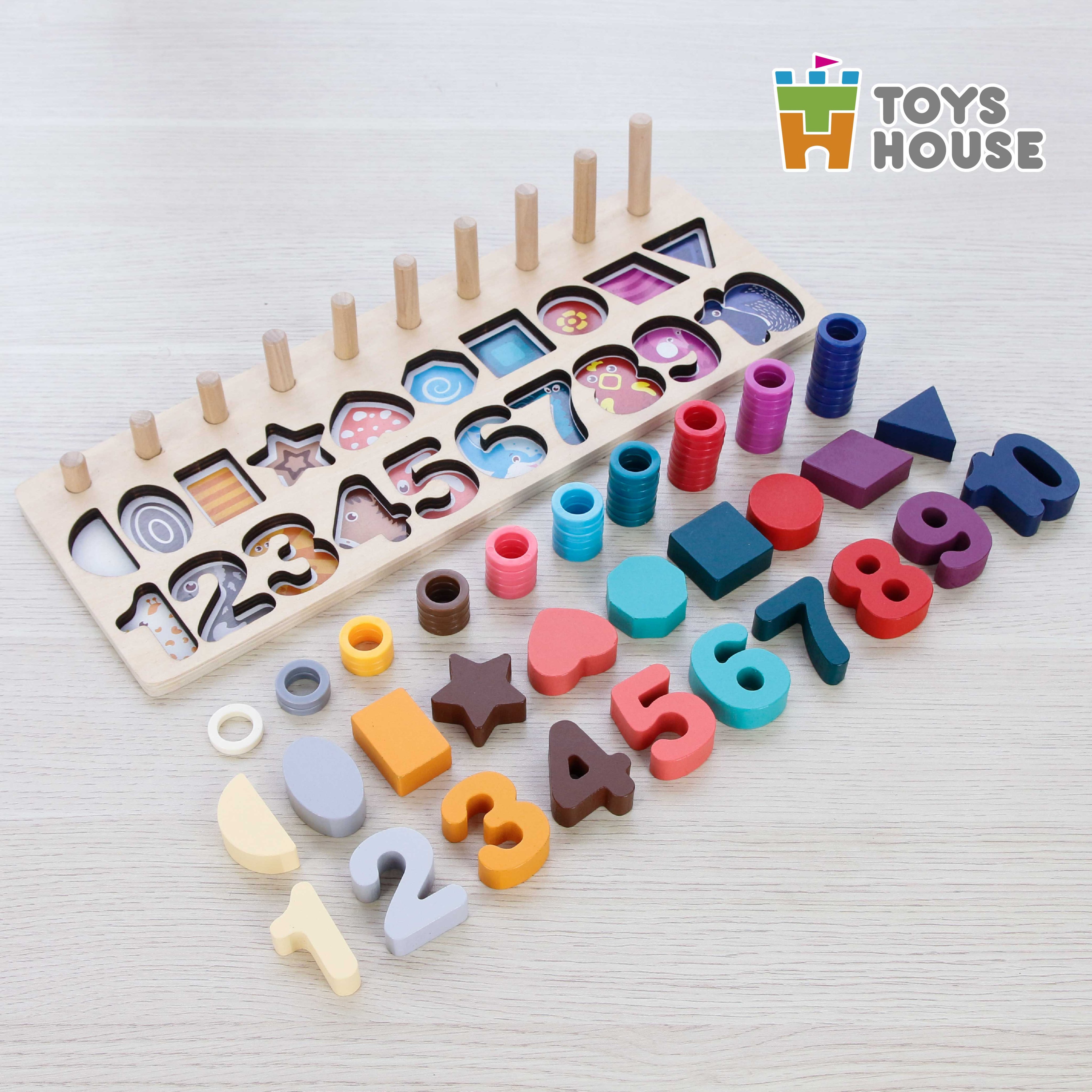 Đồ chơi ghép gỗ, học chữ số, hình khối và phép tính cho trẻ từ 3 đến 5 tuổi Toyshouse 574