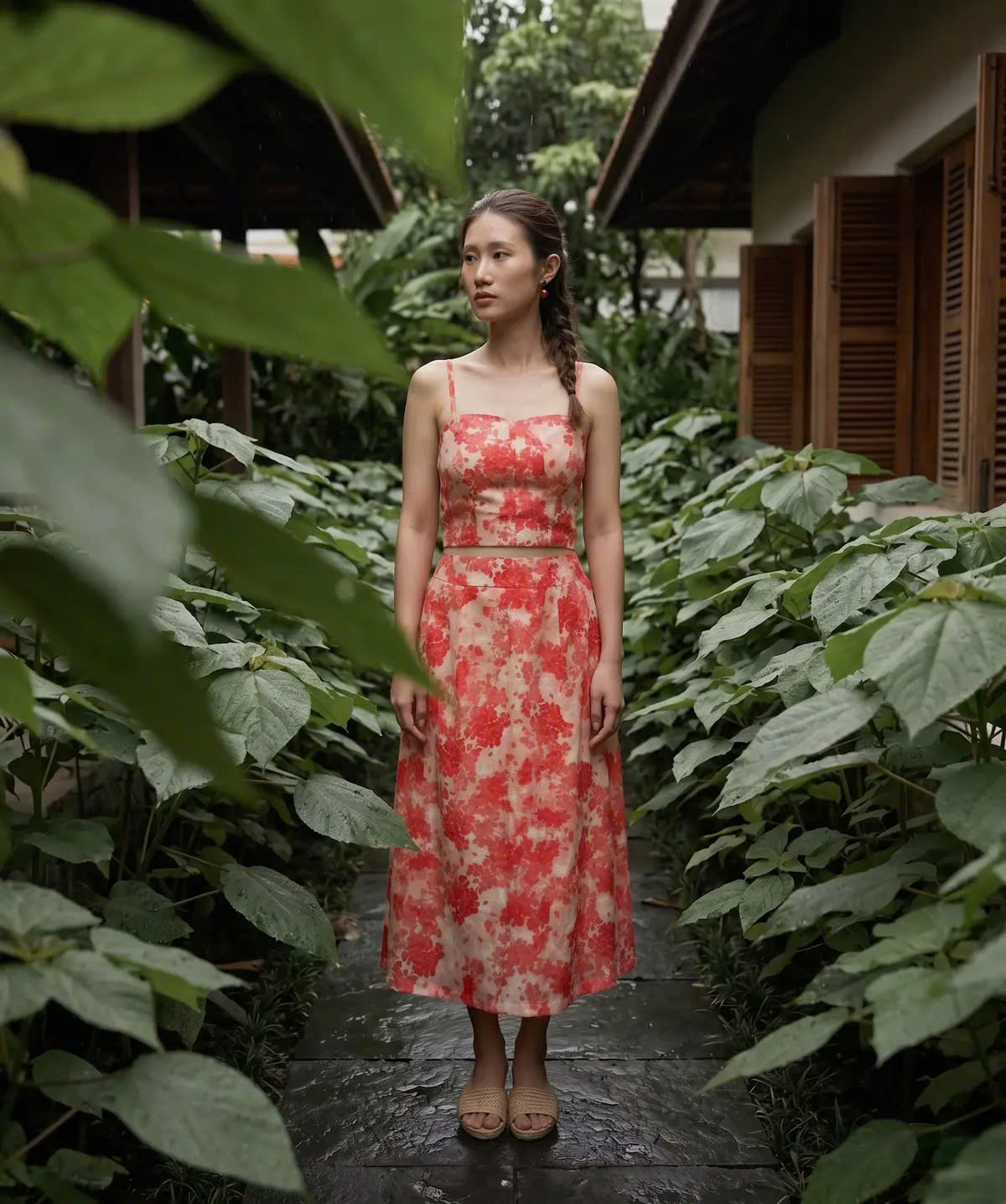 Áo Croptop Hai Dây Hoa Ramie Thanh Minh Top208 Thời trang Hity