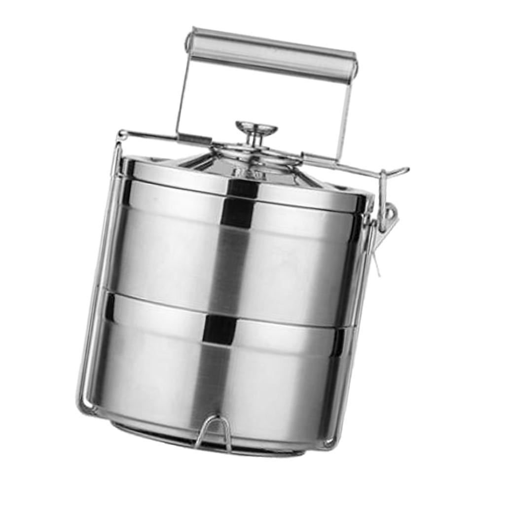 2x Stainless Steel Food Containers Stacking Lunch Box Bento Carrier 2 Tier