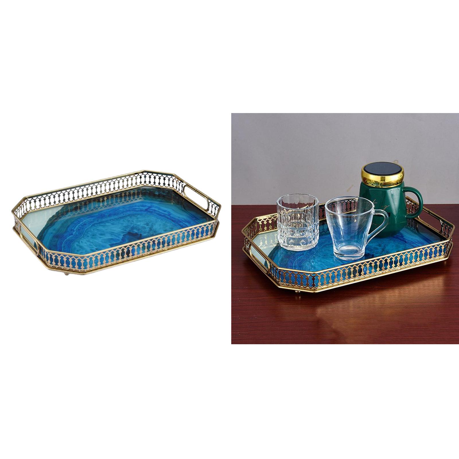 Mirrored Crystal Vanity Makeup Tray Ornate Jewelry Trinket Tray Organizer Cosmetic Perfume Bottle Tray Decorative Tray Home Decor