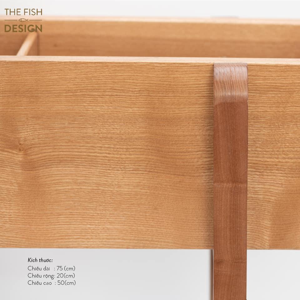 Hộp Kệ Gỗ Dài Trồng Cây XL | The Fish Design | Gỗ Sồi | Kích Thước D75 x R20 x C55