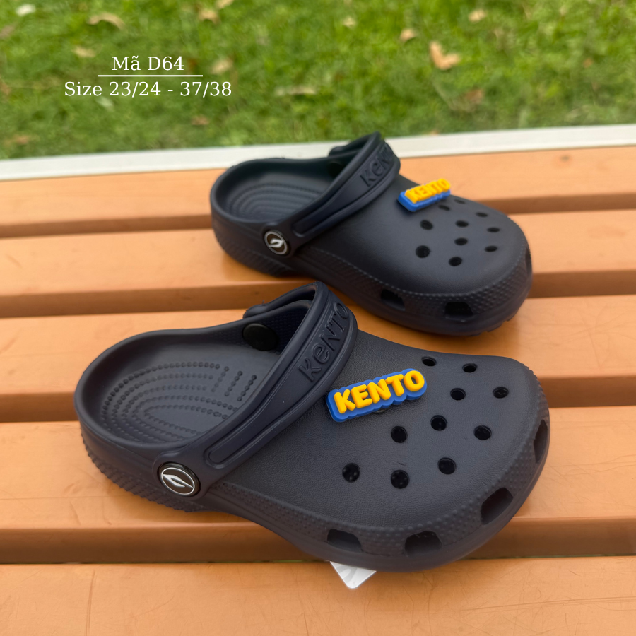 Dép Sục Clog KENTO cho bé trai bé gái 3 - 12 tuổi chống hôi chân, chống trơn, hỗ trợ chống bẹt chân đi học đi chơi NHÍM SHOP D64