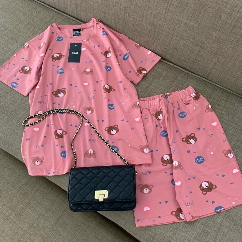 Bộ cotton nữ mặc nhà️Set đồ bộ hình gấu siêu kute hàng Thiết kế cao cấp