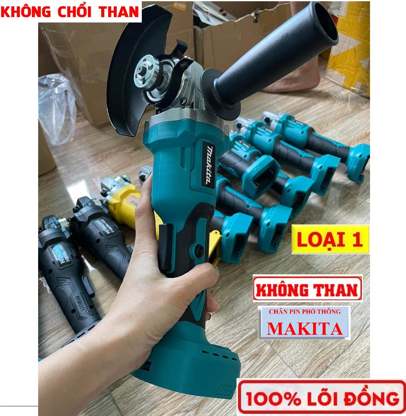 Thân máy mài dùng chân pin phổ thông, không chổi than, 100% lõi đồng