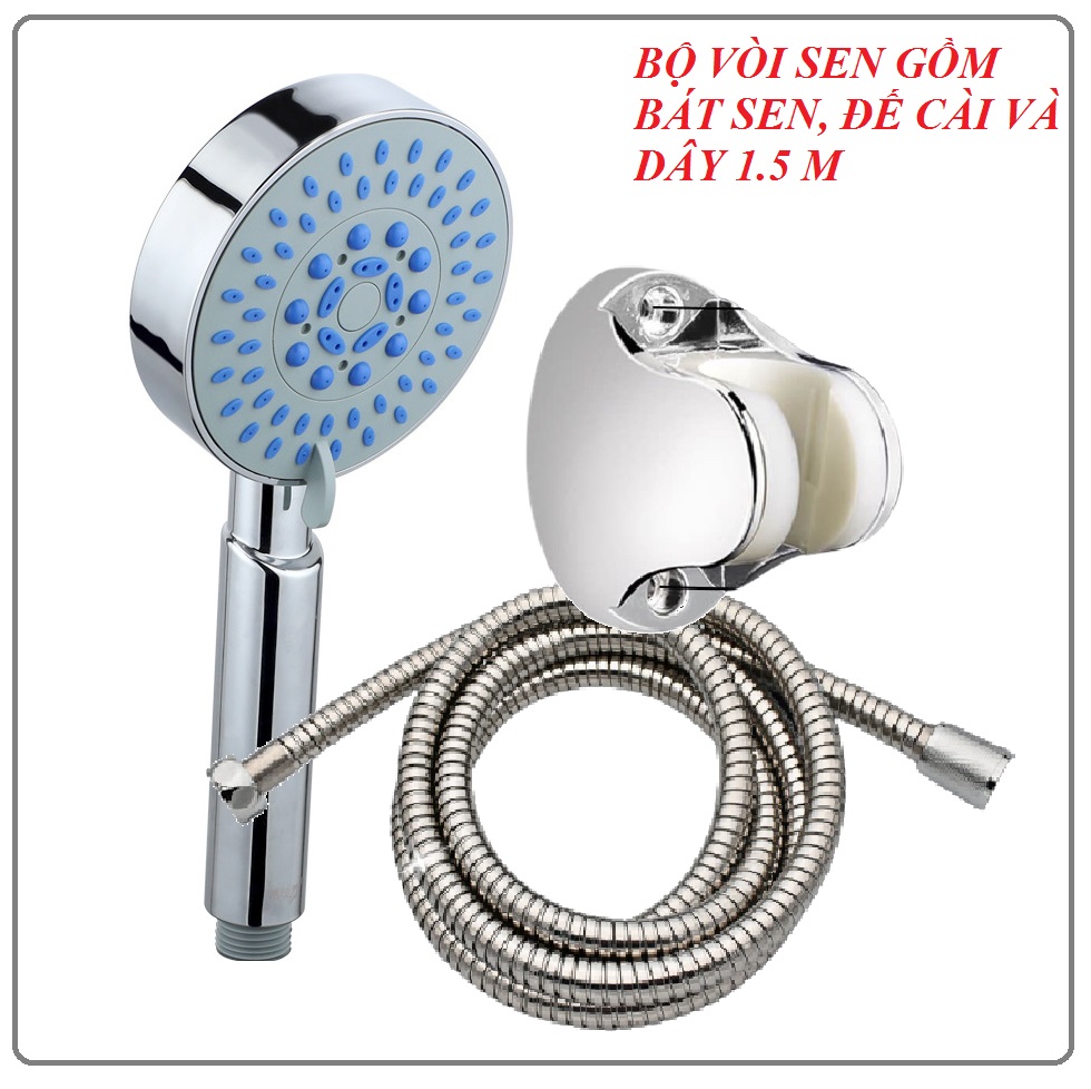 Bộ vòi sen phòng tắm gồm 1 bát sen, 1 đế và dây dài 1.5m