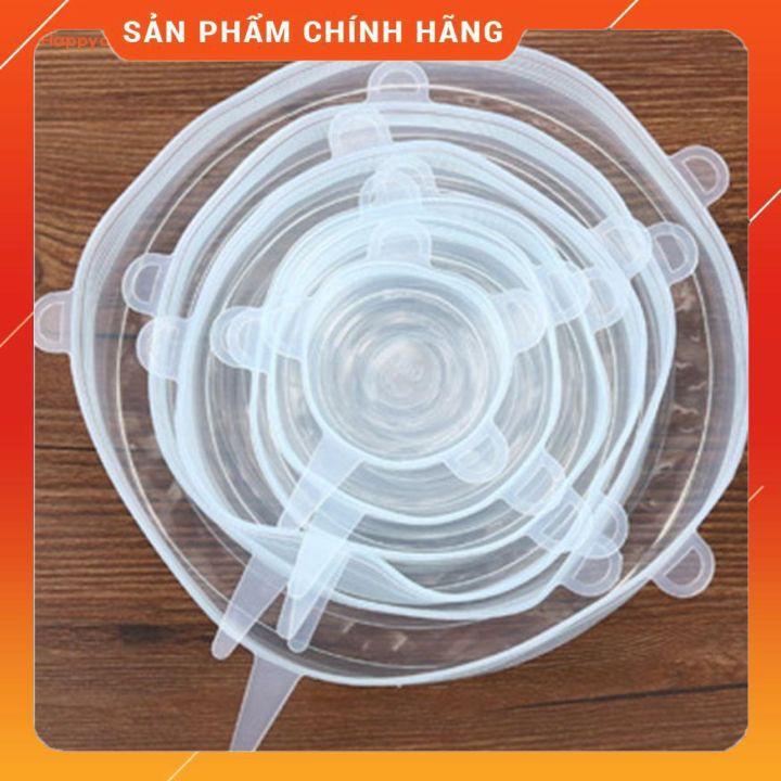Bộ 6 nắp đậy silicon bọc thức ăn tiện lợi dễ vệ sinh