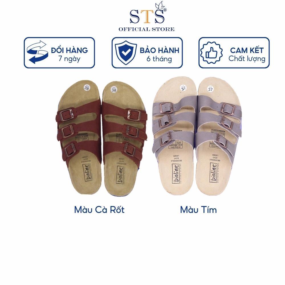 Dép Birken quai ngang đế trấu DA BÒ THẬT NGUYÊN TẤM xuất khẩu ST09 Dép cao cấp chống nước nhẹ đi biển đi chơi