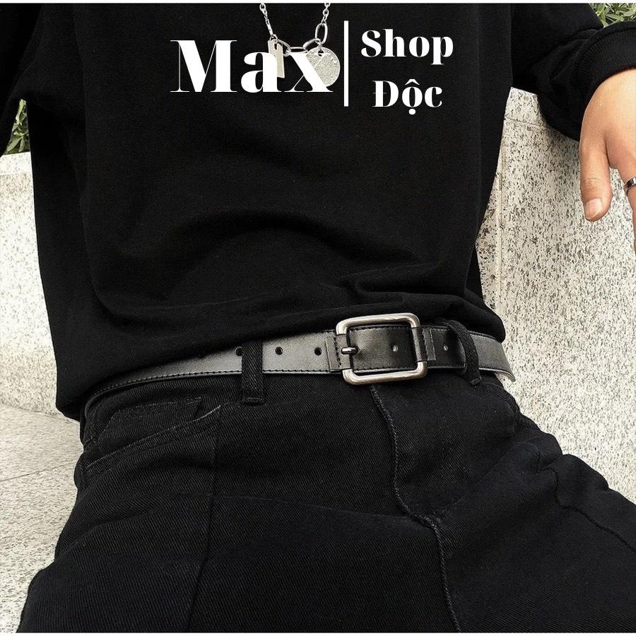 Thắt Lưng Dây Nịt Nam Nữ DG Mặt Vuông Màu Đen Đẹp - Dây Lưng Nam Nữ Unisex Mặt Kim Loại Da PU Hàn Quốc Maxshopdoc