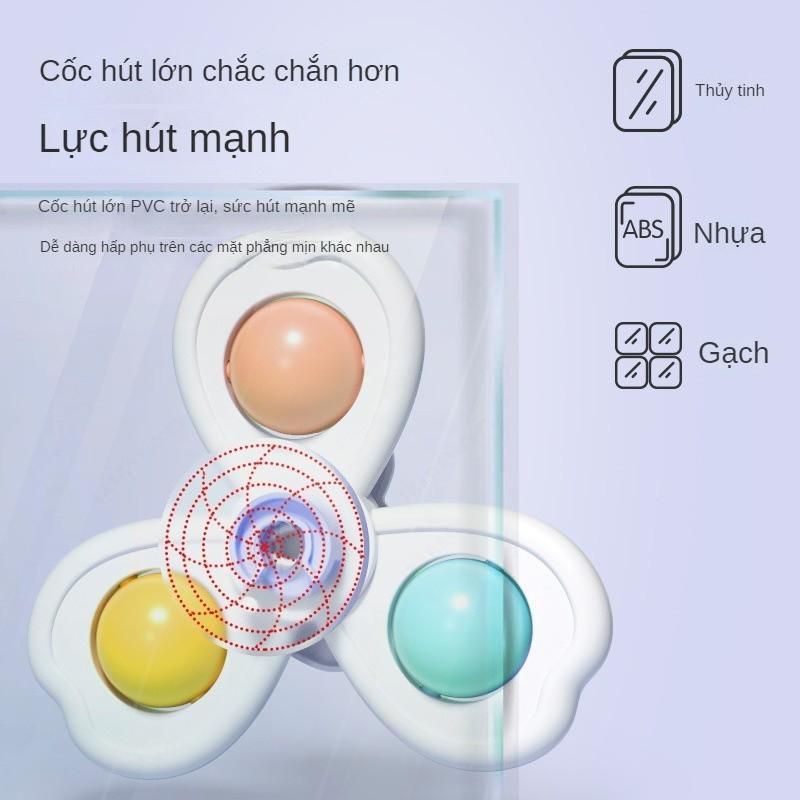Set 3 Con Quay Spinner Dán Tường Hít Chân Có Thể Xếp Chồng Màu Sắc Tươi Sáng Hình Ngộ Nghĩnh Cho Bé