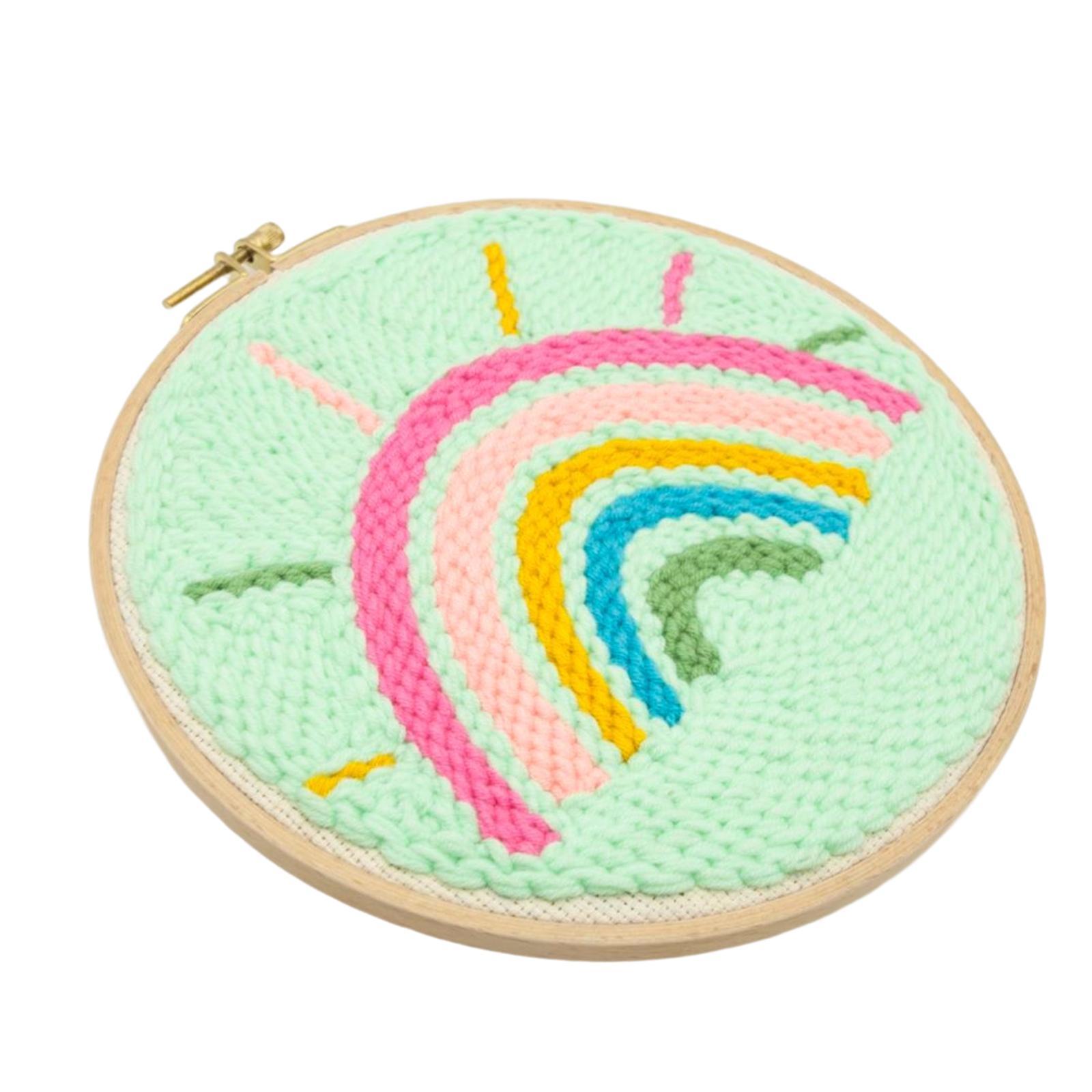 Punch  Embroidery Starter Kits Rainbow Hand Craft DIY Beginner