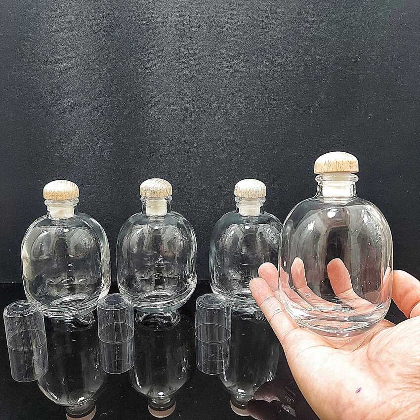 Chai Đựng Nước Thủy Tinh 250ML nắp gỗ hình trứng  – Chai Thủy Tinh Đựng Nước Nắp Gỗ đựng sữa, trà, cafe - Chai Thủy Tinh 250ML – Chai Detox