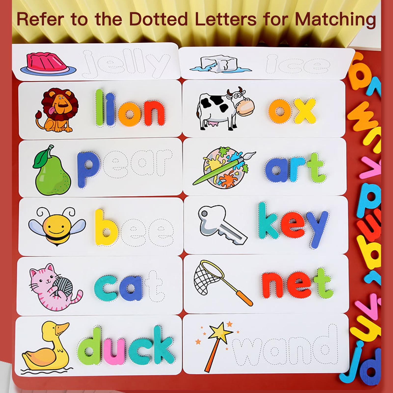 Wood Spelling Words Game Letter Recognition Card Montessori Puzzle Letter Writing Practice STEM Early Educational Toy