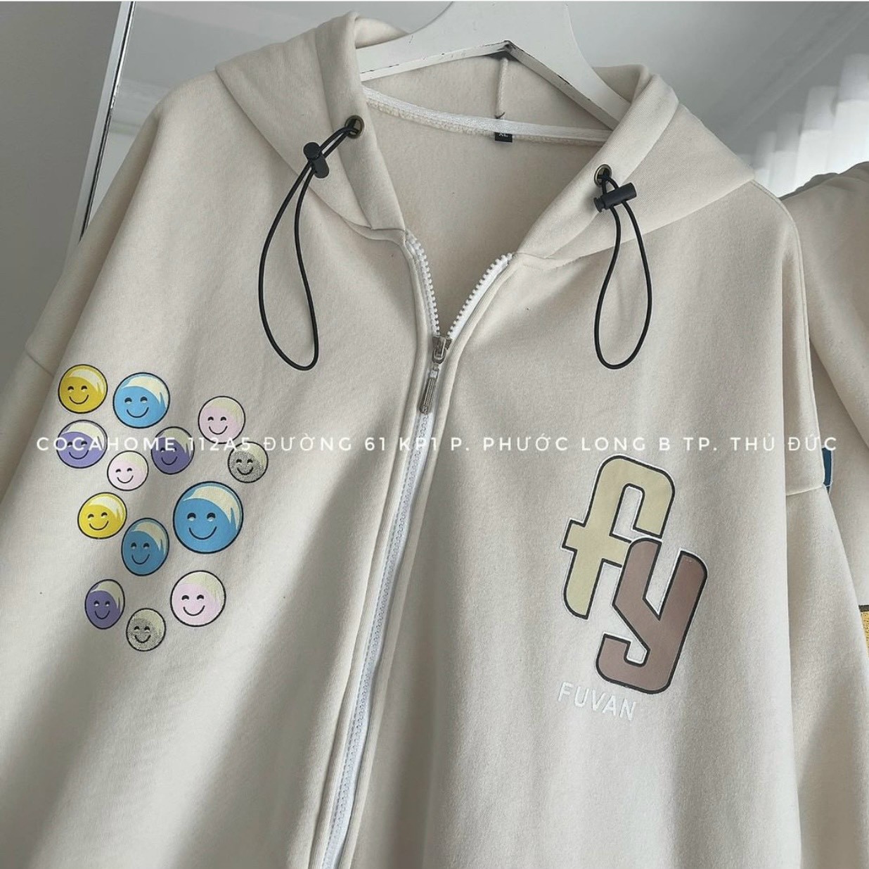 Áo Khoác nỉ FY (Ảnh thật shop chụp), [sẵn] Áo Khoác Nỉ Zip Kéo Icon FUVAN, Áo Khoác Nỉ Zip Kéo Khóa Icon FUVAN Tay Phồng In Hình Unisex