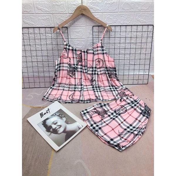 Đồ bộ nữ Pyjama dây đùi xếp li lụa Mango loại 1, 40kg đến 60kg