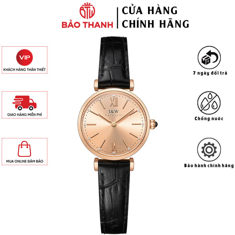 Đồng Hồ Nữ I&amp;W Carnival 562L Chính Hãng BH 24T Chịu Nước 30m Kính Chống Xước Dây Da Cao Cấp ( Máy Quartz)