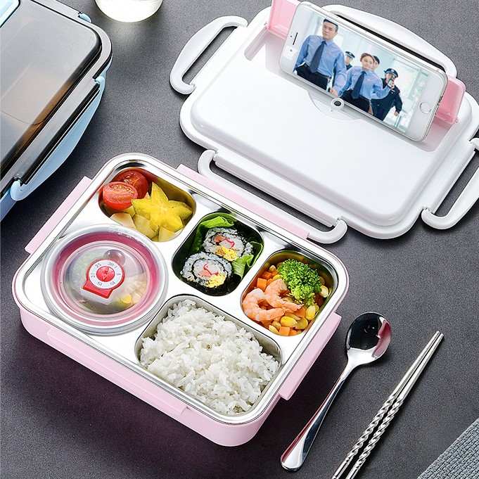 Hộp Cơm Inox Giữ Nhiệt 5 Ngăn - Kèm Túi Giữ Nhiệt