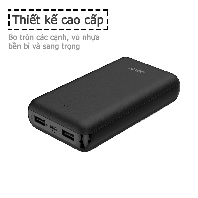 Pin Sạc dự phòng Golf G63 20,000mAh 3.7V-Li-Polymer - 2 cổng sạc USB - Hàng chính hãng